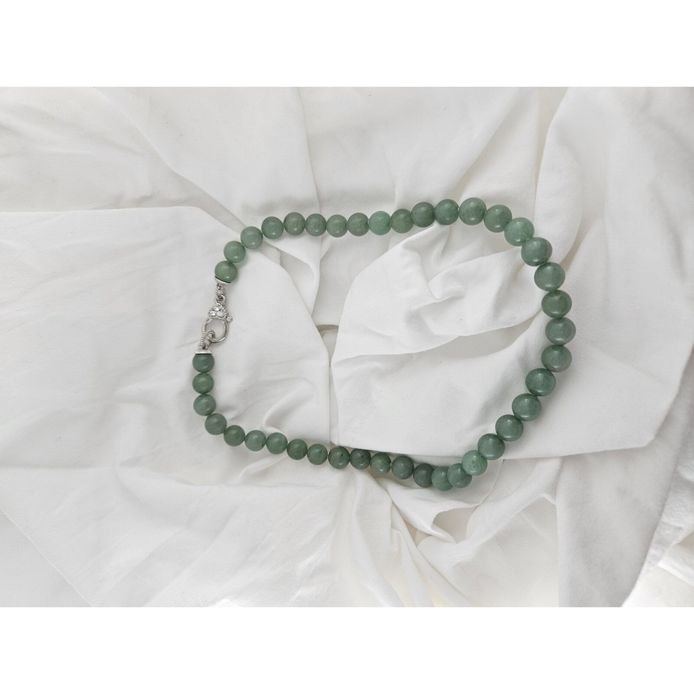 Judith Ripka 925 Sterling Silver Beaded Necklace CZ Green Gemstone - Picture 5 of 7